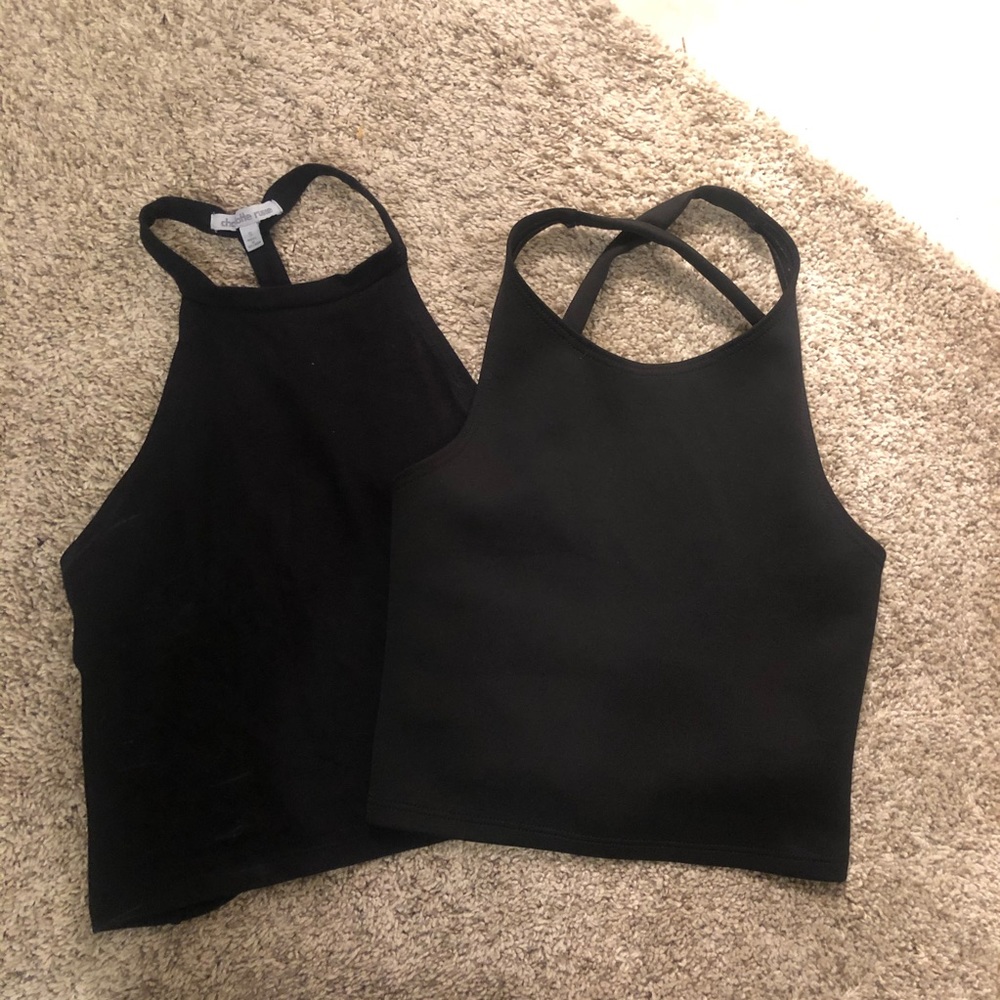 2 black crop tops